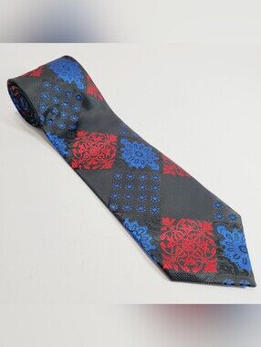 Prime Time Blue & Red Geometric Pattern Men's Neck Tie Jacquard Fabric 57x4"